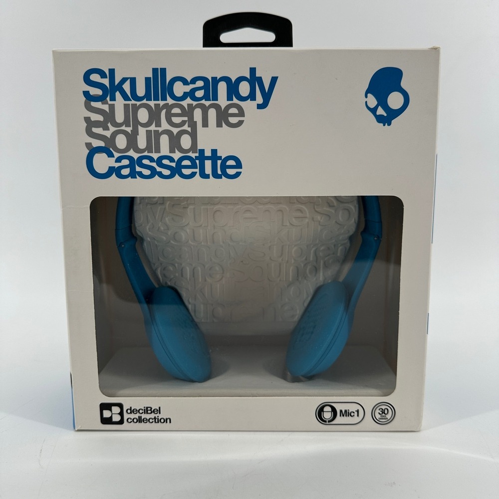 Skullcandy Supreme Sound Cassette Blue Wired Headphones Mic1 S5CSDY-220